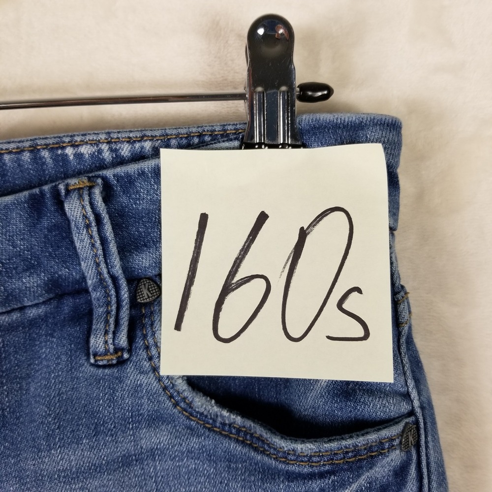 KUT from the Kloth Meg Wide Leg Jeans Women 4 Blue High Rise Raw Hem Distressed - Picture 8 of 9